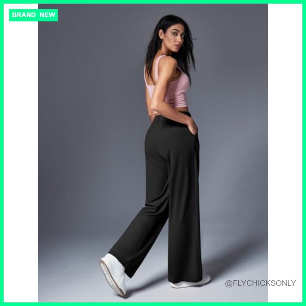 Wide Leg Palazzo Pants High Waisted Pull On Stretchy Work Trousers - Picture 3 of 7
